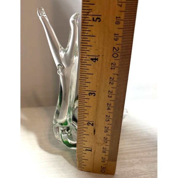 Handcrafted Green & Clear Swirl Glass Snail Figurine Paperweight 5" Tall - Picture 8 of 10